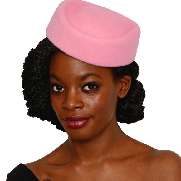 Pink Stewardess Oval Pillbox Hat Retro Style Party Wedding Church - Hey Viv - Picture 1 of 3